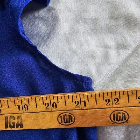EUC STACCATO ELECTRIC BLUE V NECK FLUTTER SLEEVES SHORT DRESS SZ LARGE - Picture 14 of 15